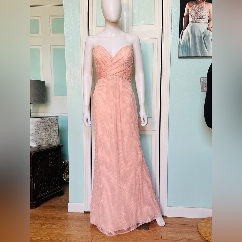 Size 12 14 Peach Pink Ballet Sequin Mother of Bride Groom Bridesmaid dress gown